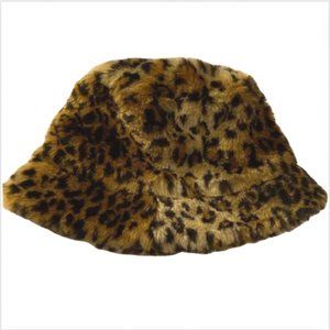 Cheetah animal print super soft faux fur bucket hat